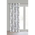 Zasłona biało, srebrna zaciemniająca zdobiona nadrukiem liści z szampańskim wykończeniem 140x250 cm przelotki - LAYLA3