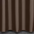 Zasłona szyta na taśmie 5 cm brązowa z gładkiej tkaniny zaciemniającej typu dimout wykończona obciążnikiem