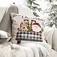 Poszewka na poduszkę 45x45 cm welwetowa, czerwono czarna zdobiona uroczym motywem świątecznym