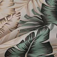 Obrus kremowo, zielony 140x220 cm wodoodporny GARDEN na taras oraz balkon z motywem egzotycznych liści