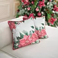 Poszewka na poduszkę 45x45 cm welwetowa, różowo kremowa z motywem gwiazdy betlejemskiej JINGLE 37