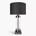 Lampa stołowa do pokoju czarna CLARA o prostej szklanej podstawie