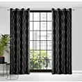 Zasłona welwetowa czarno, złota haftowana w duże karo 140x250 cm przelotka - MARGO - Pierre Cardin