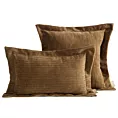 Poszewka na poduszkę  55x55 cm z szenilowej tkaniny jasnobrązowa o widocznym ozdobnym splocie Eva Minge Elegante
