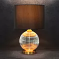 Lampa stołowa nocna czarno, złota IVY z szklana okrągłą podstawą