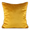 Poszewka na poduszkę 60x60 cm welwetowa kolor musztardowy o delikatnym połysku z ozdobną lamówką GAJA 2