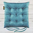 Poduszka na krzesło dwustronna 40 x 40 x 6 cm welwetowa ciemnoturkusowa z dziewięcioma pikowaniami
