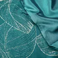 Bieżnik na stół ciemnotrkusowo, złocisty 35x220 cm welwetowy BLINK 16 z dużym wzorem liści