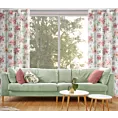 Zasłona biało, ciemnoróżowa zdobiona nadrukiem kwiatów 140x250 cm przelotka - DEBI
