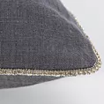 Poszewka na poduszkę 43x43 cm lniana z dodatkiem bawełny z pasmanterią z ozdobnymi cyrkoniami na brzegach stalowa LEN