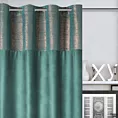 Zasłona welwetowa ciemnoturkusowa z dekoracyjnym pasem 140x250 cm przelotka - PERI