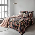 Pościel 220x200 cm z satyny bawełnianej kolor czarno, ceglasty z motywem kwiatów SPRING 79