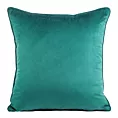 Poszewka na poduszkę 40x40 cm welwetowa kolor morsko, ciemnoturkusowy z ozdobną wypustką na brzegach MEL