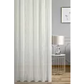 Tkanina firanowa gładka, matowa, półprzezroczysta, w delikatne pionowe pasy, wykończona obciążnikiem