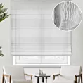 Roleta rzymska biała z matowej tkaniny przeszywana błyszczącą nicią