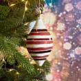 Sopel - szklana zawieszka choinkowa z motywem czerwono-białych pasków