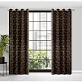 Zasłona czarno, złota ze wzorem liści, zaciemniająca 140x250 cm przelotka - MARIGOLD