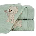 Ręcznik kąpielowy dziecięcy 50x90 cm bawełniany kolor miętowy z haftem kotka 450 g/m2 BABY 66