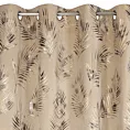 Zasłona welwetowa beżowo, szampańska z błyszczącym nadrukiem palmowych liści 140x250 cm przelotka - GLORIA