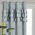 Zasłona welwetowa srebrna zdobiona falbanami 140x250 cm przelotka - SAMI