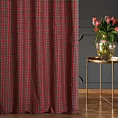 Zasłona szyta na taśmie 5 cm czerwono zielona z delikatnej tkaniny w kratkę zdobionej lurex nicią