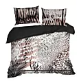 Pościel 160x200 cm z makosatyny bawełnianej kolor jasnobrązowy, czarny z motywem zwierzęcym EVA 21 Eva Minge