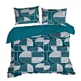 Pościel 220x200 cm bawełniana kolor ciemnoniebieski, biały wzór geometryczny ELLA9 Ella Line