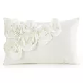 Poszewka na poduszkę 30 x 50 cm z welwetu kolor kremowy zdobiona w róże 3D