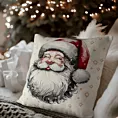 Poszewka na poduszkę świąteczna 45x45 cm gobelinowa z tkanym wzorem mikołaja