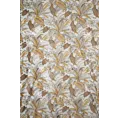 Zasłona biało, musztardowa z wzorem egzotycznych liści z welwetu 140x250 cm przelotka - ADEL