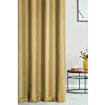 Zasłona szyta na flexach złota z tkaniny trudnopalnej, zaciemniającej, typu blackout z efektem melanżu