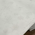 Bieżnik na stół kremowy 85x85 cm z żakardowej tkaniny FLASH świąteczny z motywem jasnozłotych śnieżynek