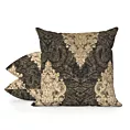 Poszewka szyta czarno złota z szenilowej tkaniny w drobny geometryczny wzór przetykany błyszczącą nicią