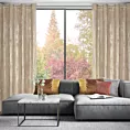 Zasłona welwetowa beżowo, szampańska zdobiona przecieranym wzorem 140x250 cm przelotka - RENIA