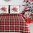 Pościel świąteczna 140x200 cm bawełniana kolor czerwony, biały z motywem kraty BLISS