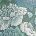 Zasłona oliwkowo, turkusowa w kwiaty peonii 140x250 cm przelotka - ASTER