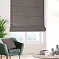 Roleta rzymska popielata z miękkiej tkaniny welwetowej z efektem kreszowania, wykończona obciążnikiem