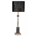 Lampa stołowa do salonu czarno, złota NELI z podstawą z żywicy poliestrowej wykończona welwetowym abażurem