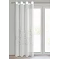 Firana biało, srebrna z etaminy zdobiona motywem roślinnym 140x250 cm przelotka ESTELLA