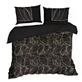 Pościel 160x200 cm z makosatyny bawełnianej kolor czarny, złoty z motywem roślinnym VICTORIA 1 Limited Collection