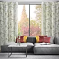 Zasłona naturalno, oliwkowa zdobiona nadrukiem kwiatów z etaminy 140x250 cm przelotka - PATI