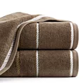 Ręcznik do rąk 30x50 cm bawełniany kolor brązowy z welwetową bordiurą i kontrastującymi paseczkami 500 g/m2 NEL