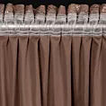 Zasłona brązowo, szampańska ze wzorem liści bananowca z miękkiego welwetu 135x270 cm taśma -TULIA