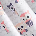 Zasłona biała w różowe sowy 140x250 cm przelotka - MERRY
