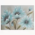 Obraz BLOOM 2 ręcznie malowany na płótnie niebieskie kwiaty wykończone lśniącym brokatem