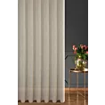 Firana szyta na taśmie 5 cm kremowa z delikatnej w dotyku etaminy w stylu eko z efektem kreszowania, wykończona obciążnikiem