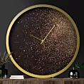 Dekoracyjny zegar ścienny w stylu nowoczesnym zdobiony złotym brokatem