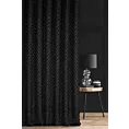 Zasłona szyta na taśmie 5 cm czarna z delikatnej tkaniny z aplikacją i haftem