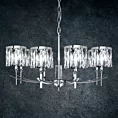 Lampa wisząca do salonu transparentno, srebrna KRYSTAL z kryształkami, z regulacją wysokości