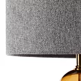 Lampa stojąca do pokoju popielato, złota LEONA z matowym abażurem o widocznym splocie